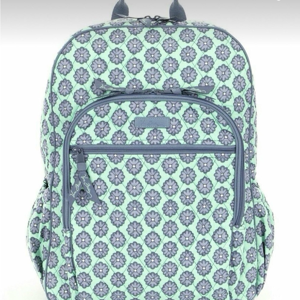 Vera Bradley Campus Tech Laptop Backpack School Luggage Green Floral 17x14x5.5”